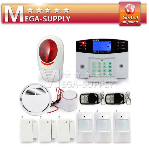 GSM Security Alarm System W Stobe Siren Smoke Detector