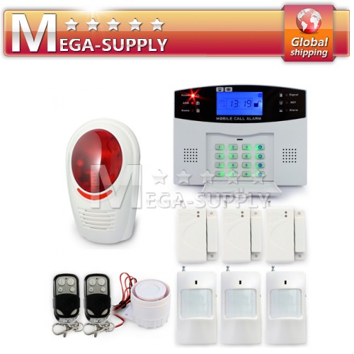 Wireless Wired GSM SMS Alarm System Kit Outdoor Strobe Flash Siren Sensor