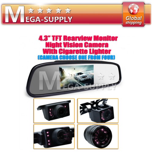 Ultra-thin 4.3 Inch Car Revering Kit Rear View Mirror Monitor + Back Up Camera