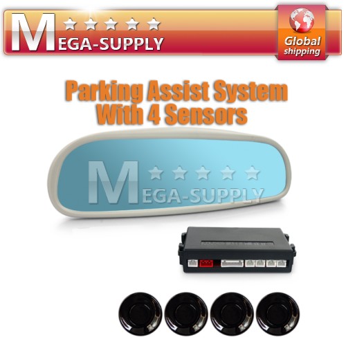Anti-Glare LED Display Car 4 Parking Sensors Backup Radar Rearview Mirror Buzzer