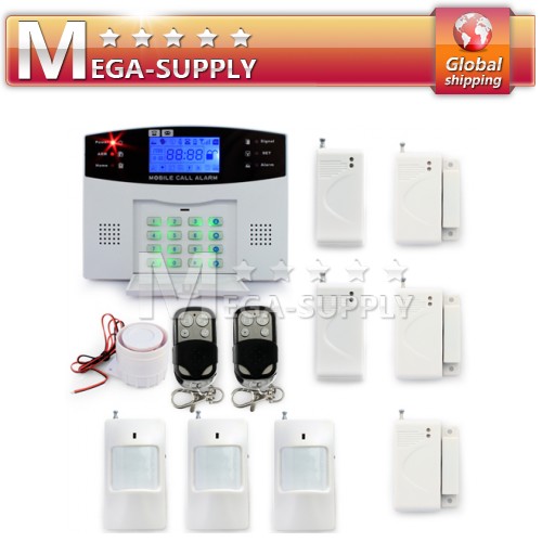 Wireless GSM SMS Security Alarm System Kit PIR Door Glass Sensor Defense Zone