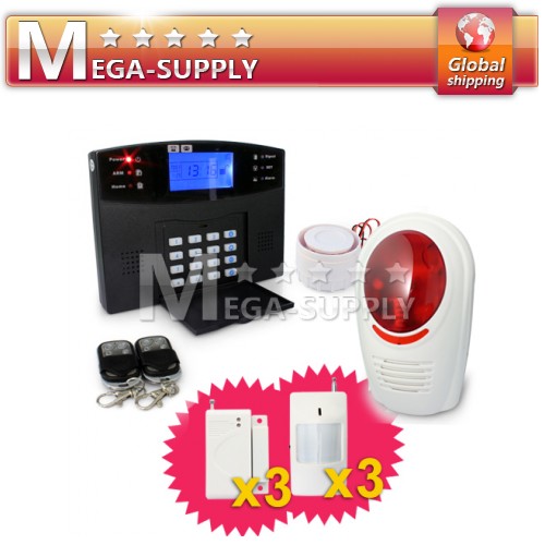 Wireless&Wired Home Alarm Burglar System GSM SMS Motion Sensors Flash Siren
