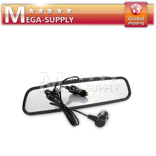 Wireless Transmit 4 Parking Sensors Car Reverse Radar Rearview Mirror LED