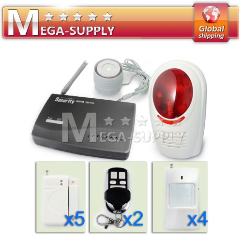 10 Wireless/Wired Defense Zones Home Alarm System PIR Door Sensor External Siren