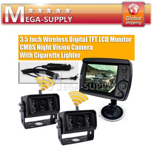 3.5" LCD MONITOR + 2x WIRELESS REVERSE CAMERA CAR REAR VIEW BACKUP KIT
